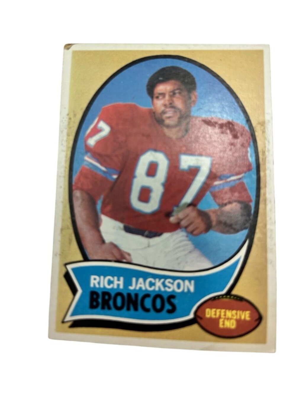 Rich Jackson Vintage Football Trading Card #95 Broncos Defensive End 1960s NFL